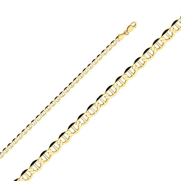 14K Yellow 4.4mm Flat Mariner Chain - 24''